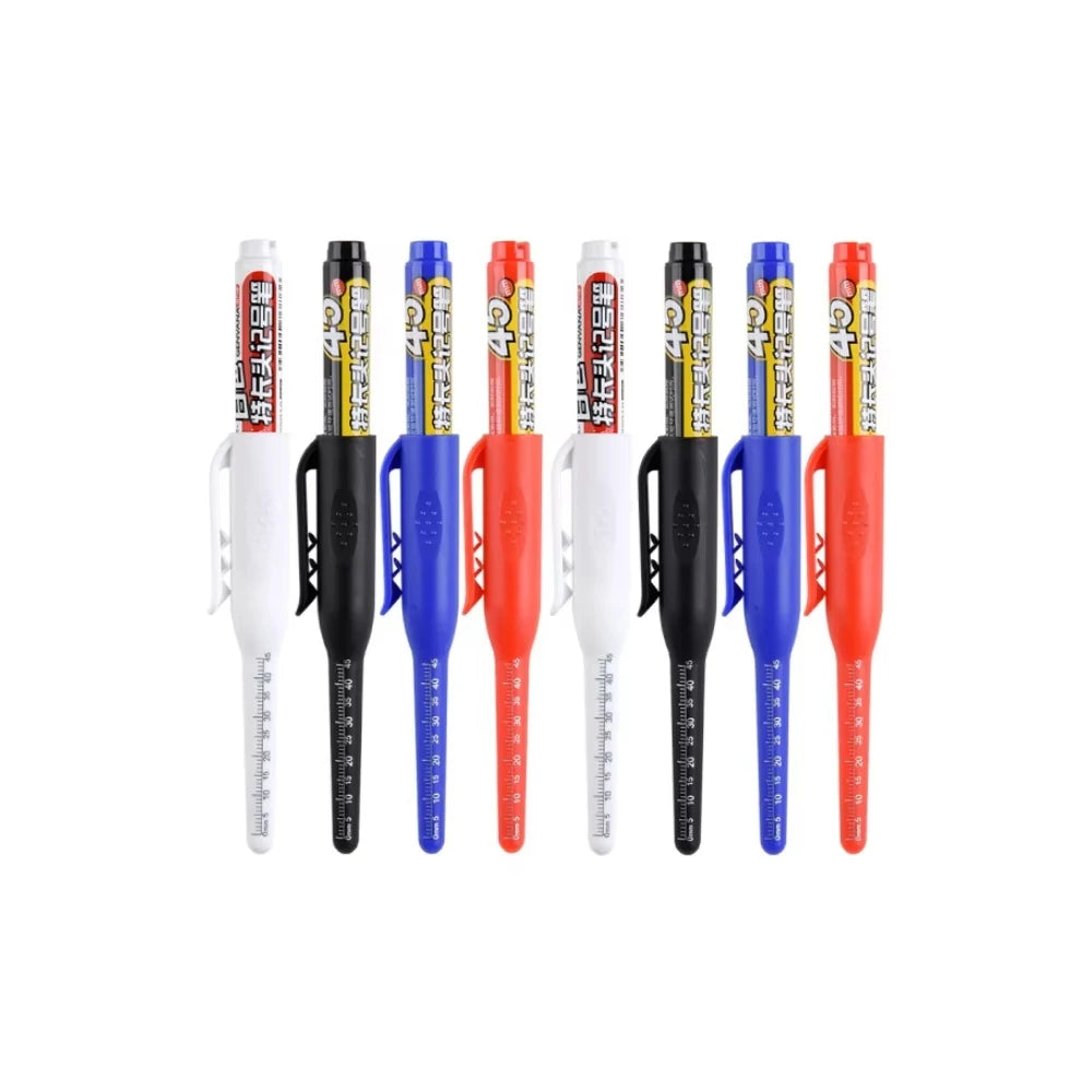 1-6Pcs 45mm Waterproof Long Head Nib Deep Hole Markers Pen Tile Carpenter Pen Multi-purpose for Woodworking Black/Blue/Red Ink