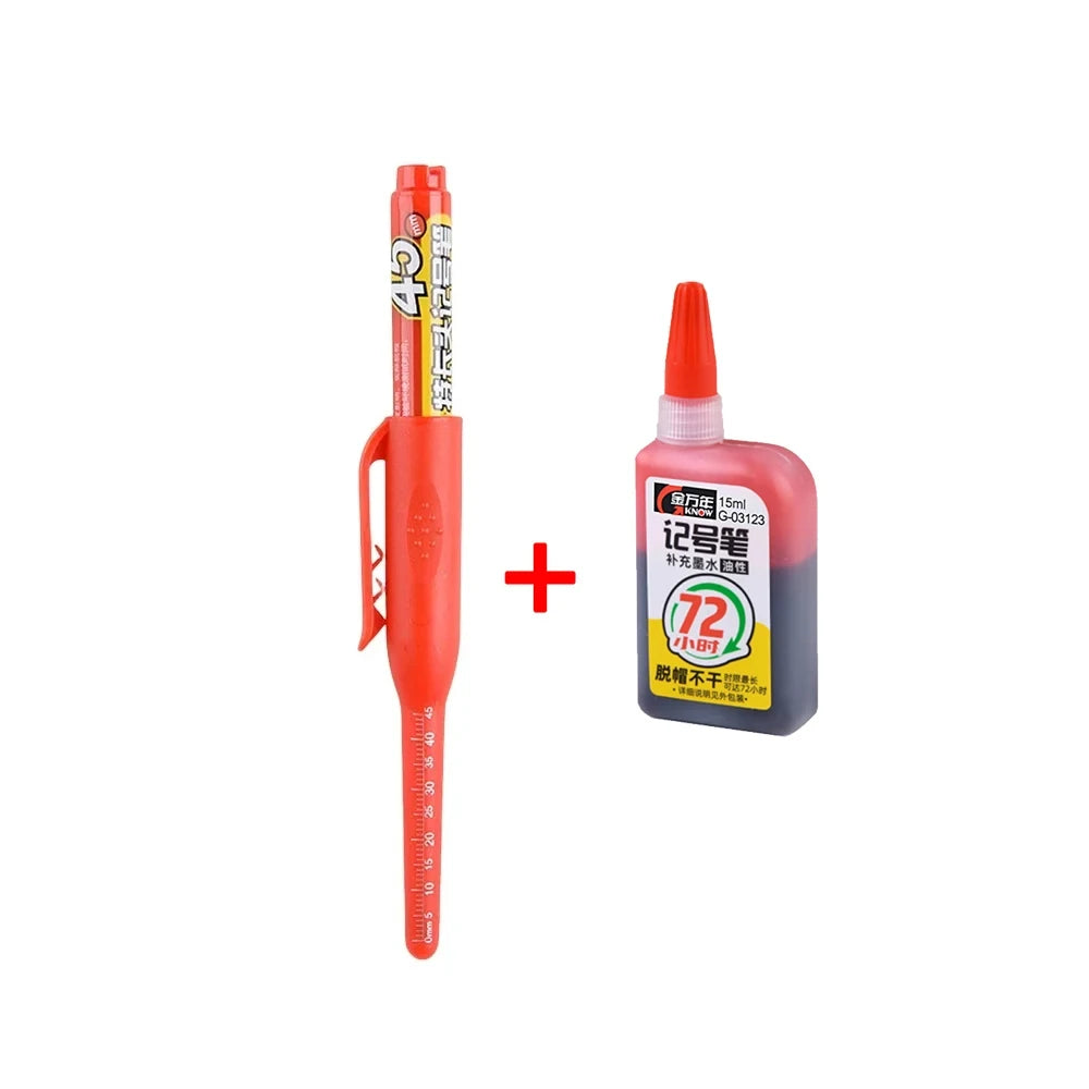1-6Pcs 45mm Waterproof Long Head Nib Deep Hole Markers Pen Tile Carpenter Pen Multi-purpose for Woodworking Black/Blue/Red Ink