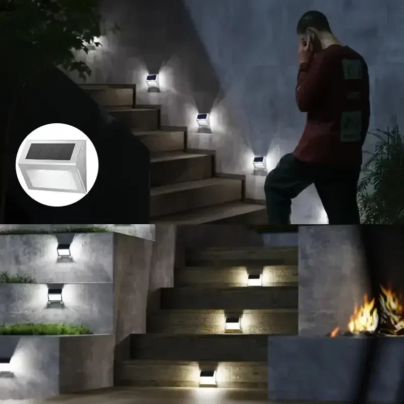 1-12Pack Solar Powered LED Deck Lights LED Solar Lamp Outdoor Stair Lights Stainless Steel for Garden Backyard Patio Wall Fence