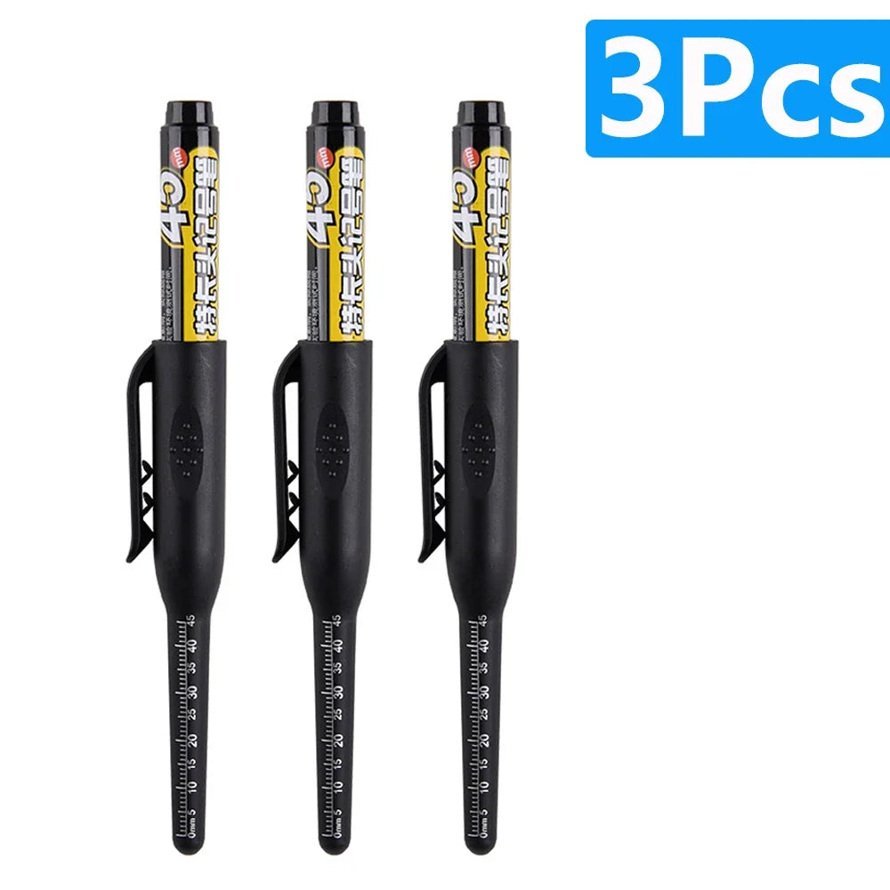 1-6Pcs 45mm Waterproof Long Head Nib Deep Hole Markers Pen Tile Carpenter Pen Multi-purpose for Woodworking Black/Blue/Red Ink