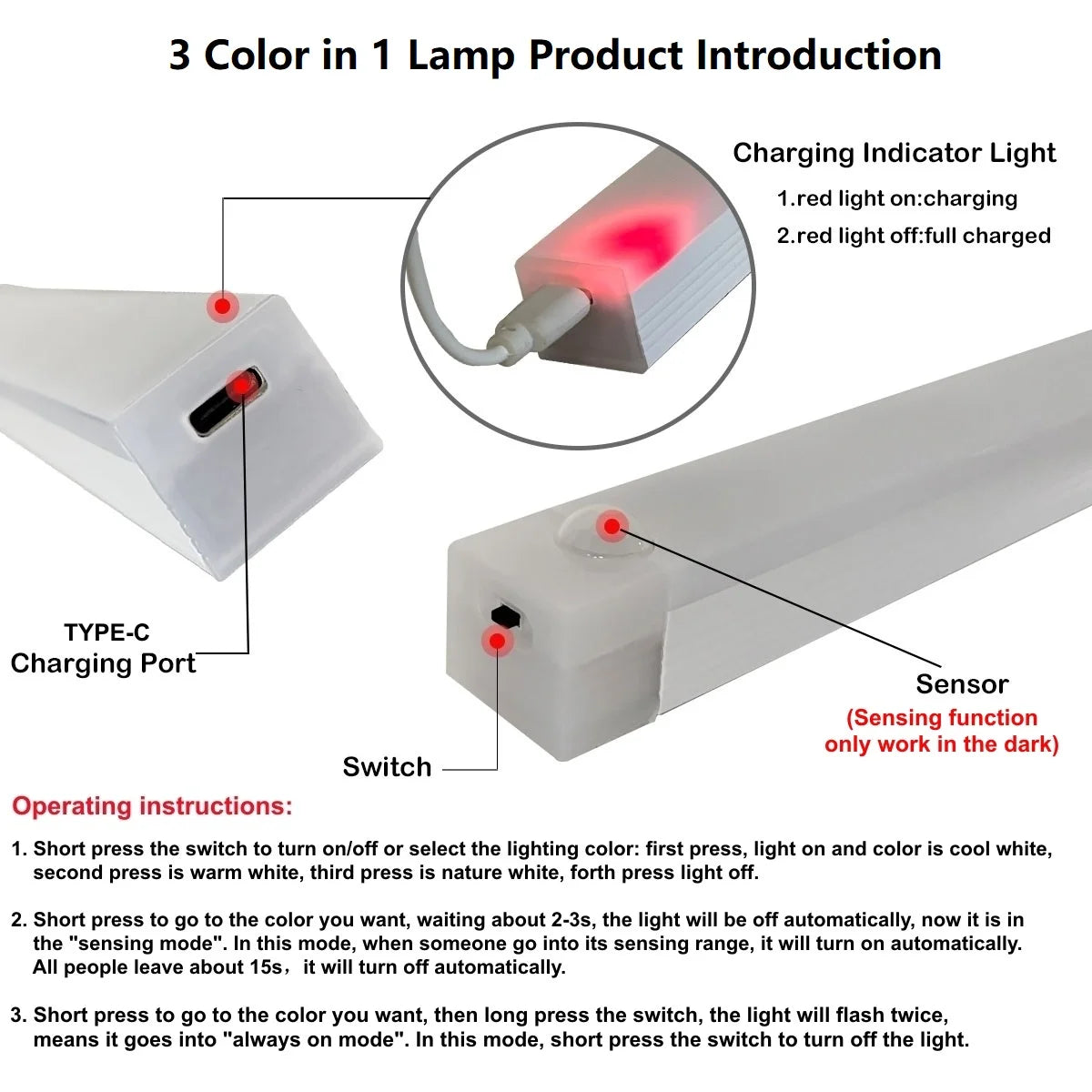 Wireless Motion Sensor LED Light Bar (USB Rechargeable)
