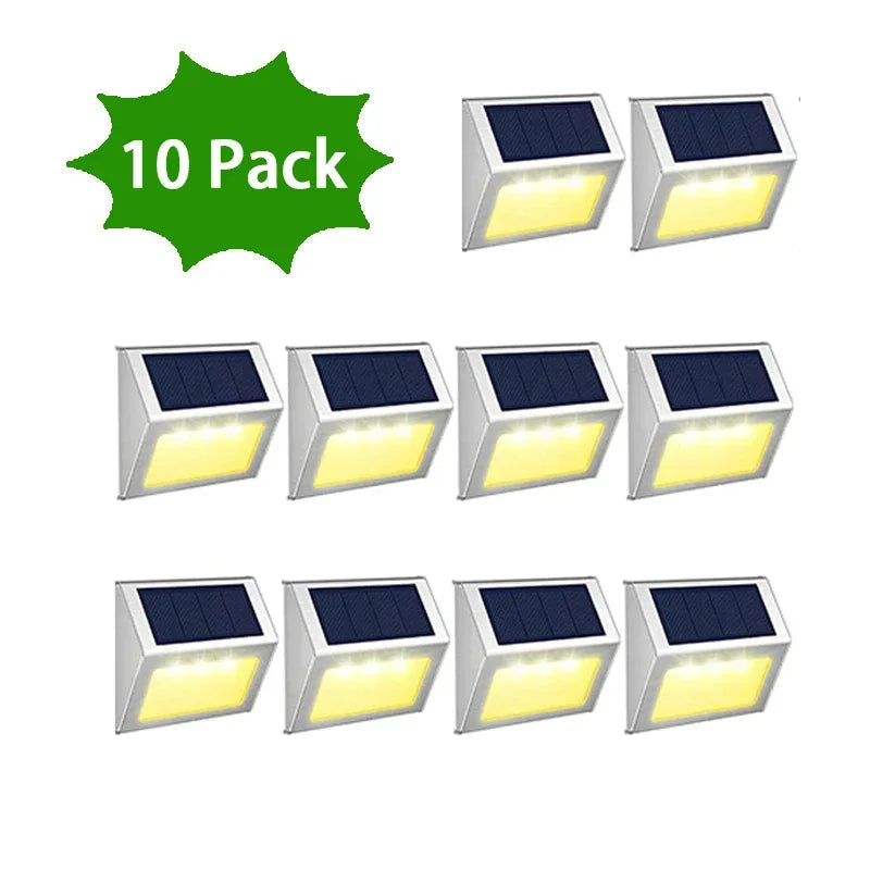 1-12Pack Solar Powered LED Deck Lights LED Solar Lamp Outdoor Stair Lights Stainless Steel for Garden Backyard Patio Wall Fence