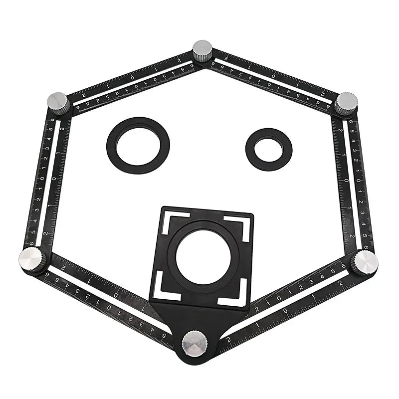 6 Fold Set Construction Angle Measuring Ruler Aluminum Alloy Perforated Mold Template Tool Locator Drill Guide Tile Hole