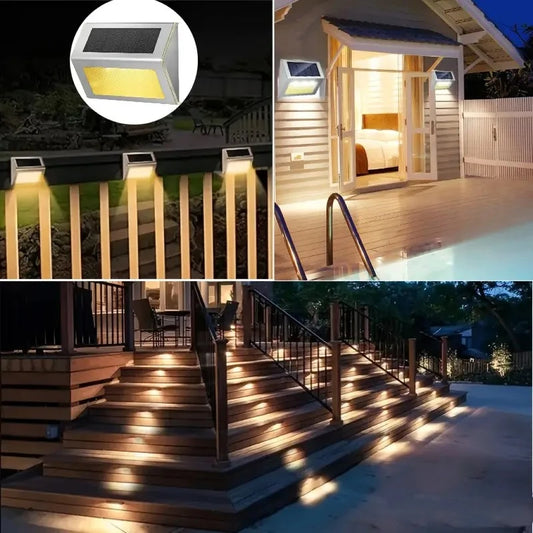 1-12Pack Solar Powered LED Deck Lights LED Solar Lamp Outdoor Stair Lights Stainless Steel for Garden Backyard Patio Wall Fence