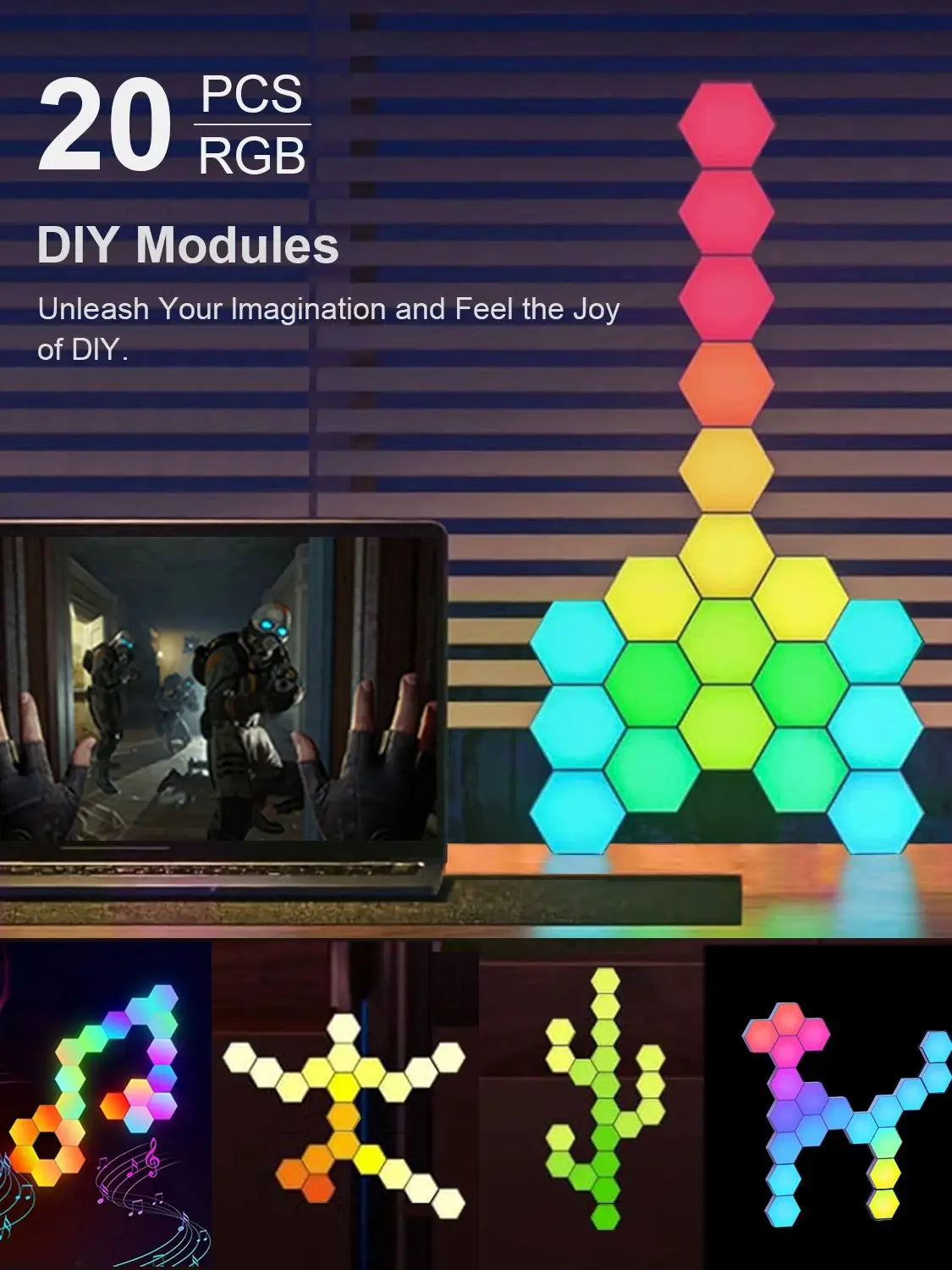 RGB Smart Hexagon Wall Light Panels (Music Sync)