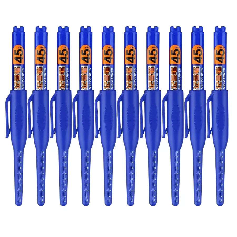 1-6Pcs 45mm Waterproof Long Head Nib Deep Hole Markers Pen Tile Carpenter Pen Multi-purpose for Woodworking Black/Blue/Red Ink