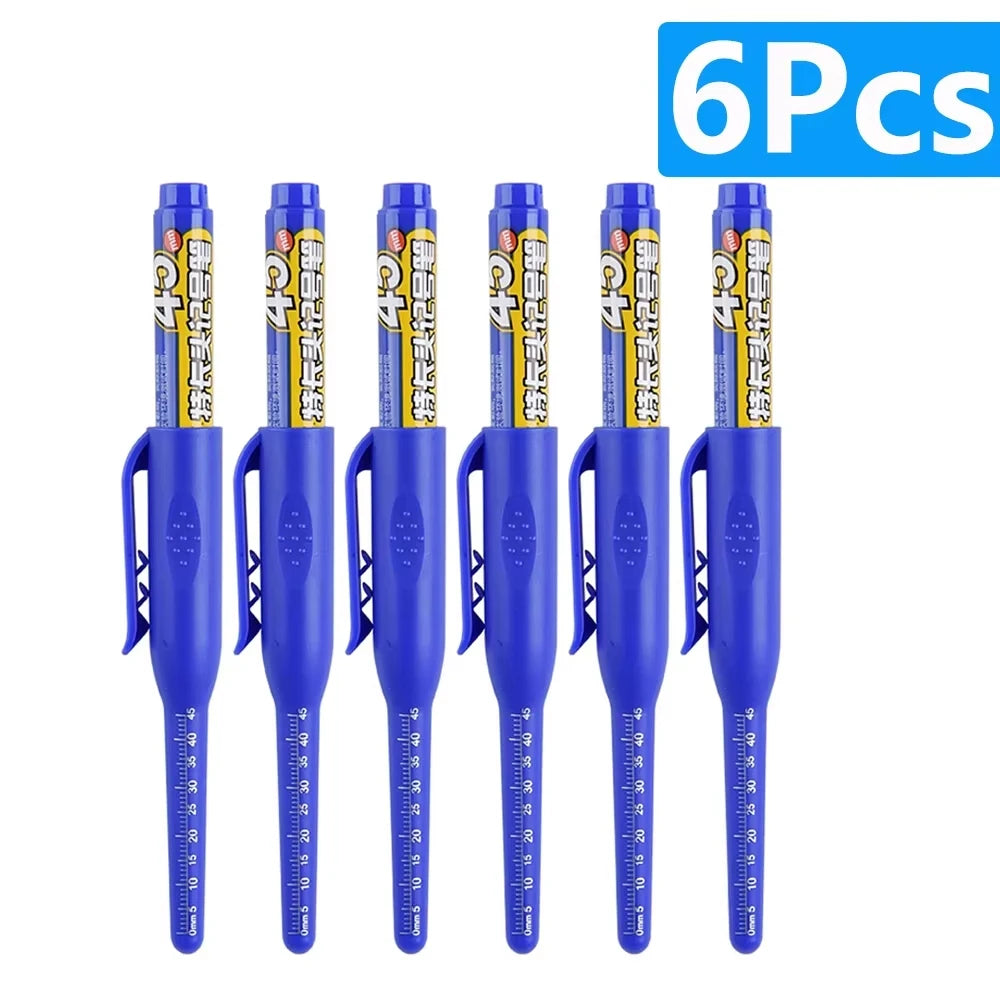 1-6Pcs 45mm Waterproof Long Head Nib Deep Hole Markers Pen Tile Carpenter Pen Multi-purpose for Woodworking Black/Blue/Red Ink