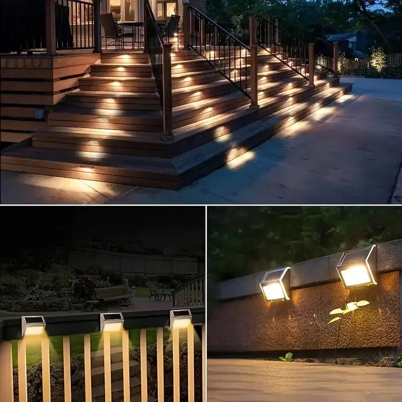 1-12Pack Solar Powered LED Deck Lights LED Solar Lamp Outdoor Stair Lights Stainless Steel for Garden Backyard Patio Wall Fence