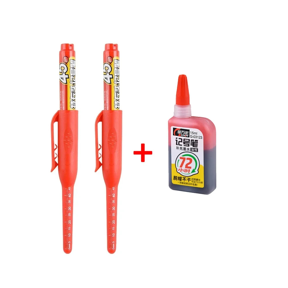 1-6Pcs 45mm Waterproof Long Head Nib Deep Hole Markers Pen Tile Carpenter Pen Multi-purpose for Woodworking Black/Blue/Red Ink