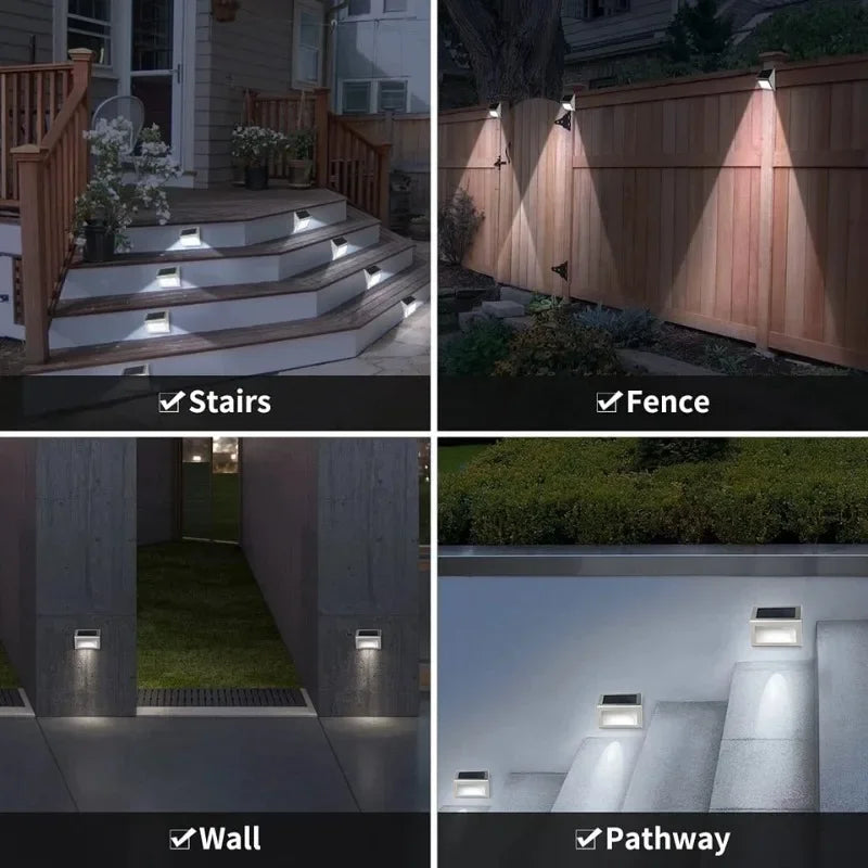 1-12Pack Solar Powered LED Deck Lights LED Solar Lamp Outdoor Stair Lights Stainless Steel for Garden Backyard Patio Wall Fence