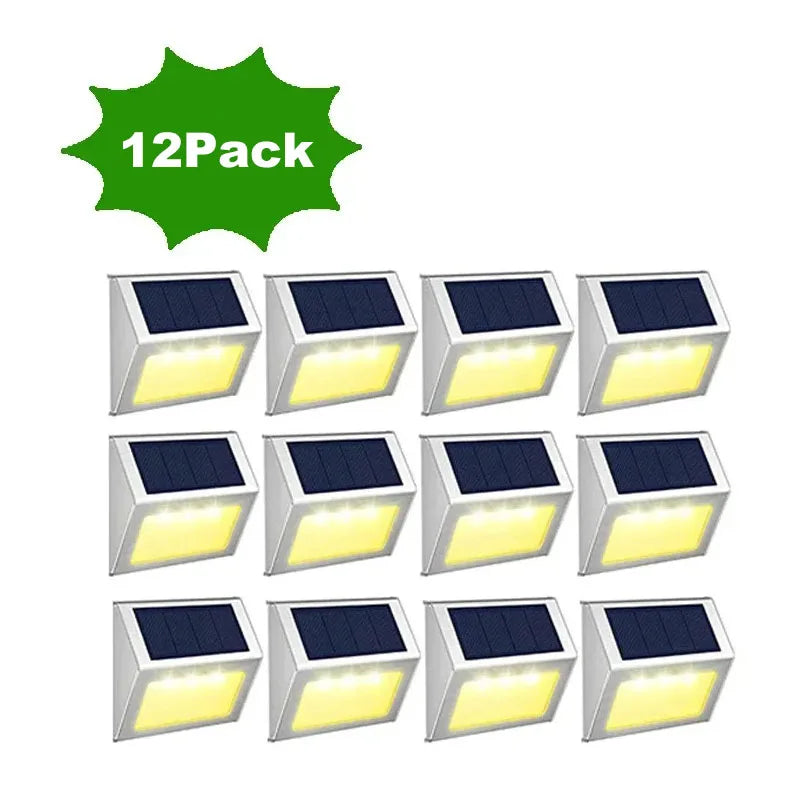 1-12Pack Solar Powered LED Deck Lights LED Solar Lamp Outdoor Stair Lights Stainless Steel for Garden Backyard Patio Wall Fence