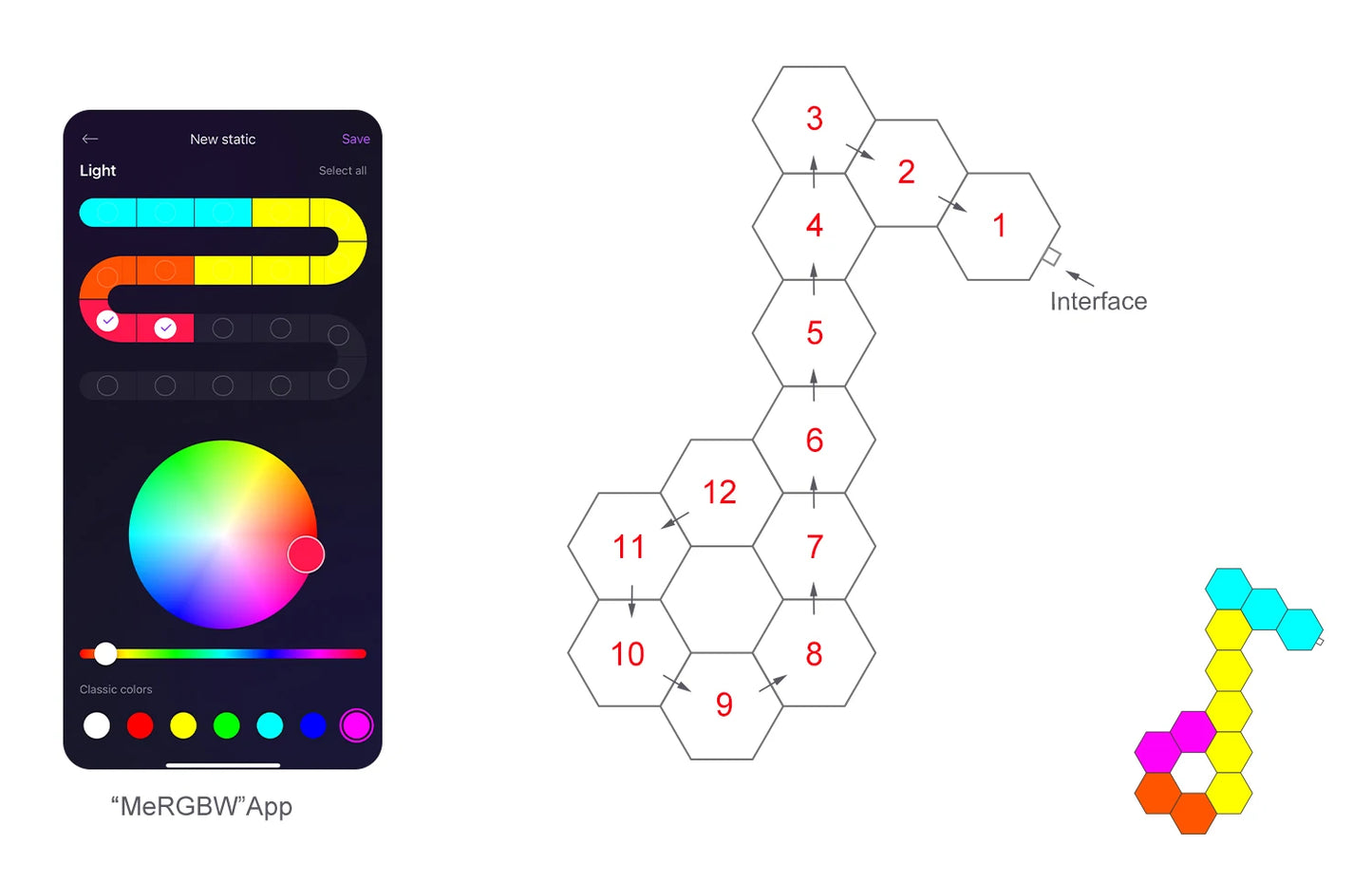 RGB Smart Hexagon Wall Light Panels (Music Sync)