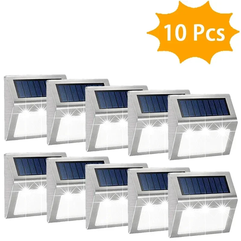 1-12Pack Solar Powered LED Deck Lights LED Solar Lamp Outdoor Stair Lights Stainless Steel for Garden Backyard Patio Wall Fence