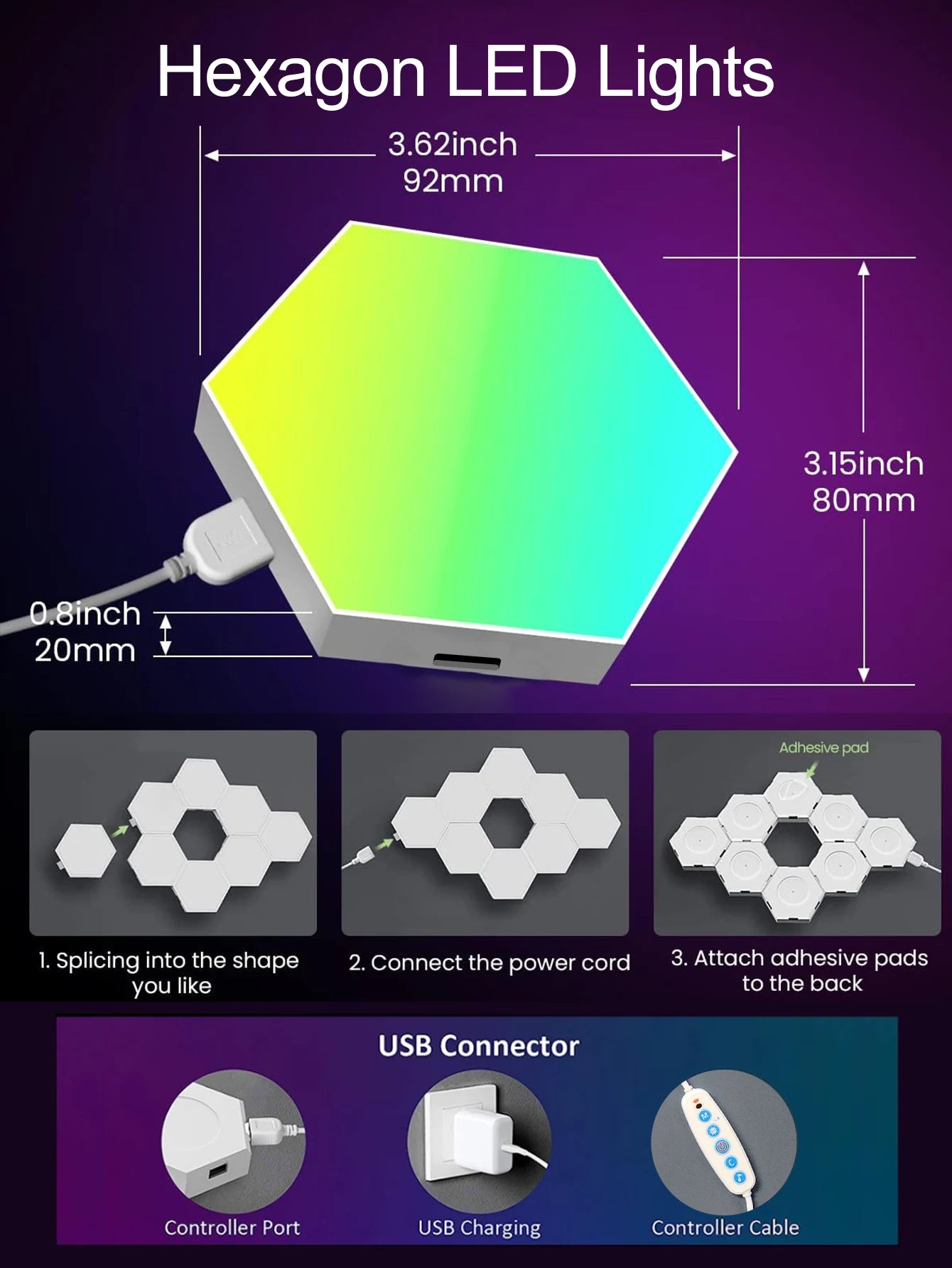 RGB Smart Hexagon Wall Light Panels (Music Sync)