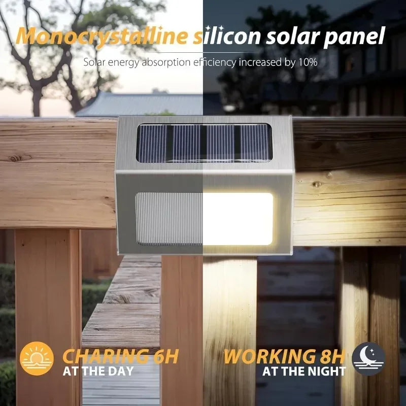 1-12Pack Solar Powered LED Deck Lights LED Solar Lamp Outdoor Stair Lights Stainless Steel for Garden Backyard Patio Wall Fence