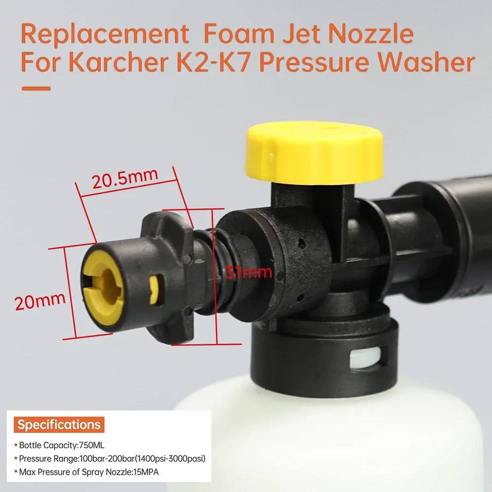 Adjustable Foam Cannon for Karcher K2 K3 K4 K5 K6 K7 Pressure Washer Snow Lance Kit Car Wash Gun - Durable Cleaning Accessory