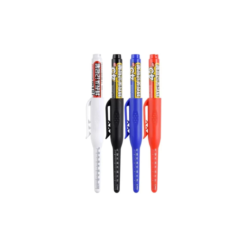 1-6Pcs 45mm Waterproof Long Head Nib Deep Hole Markers Pen Tile Carpenter Pen Multi-purpose for Woodworking Black/Blue/Red Ink