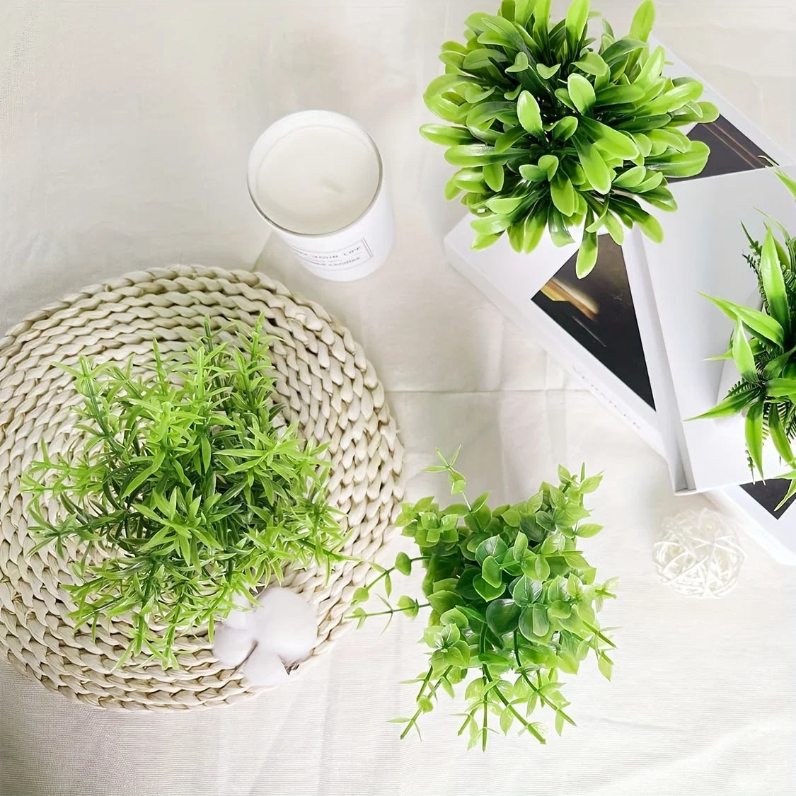 Mini Artificial Desk Plant (Faux Bonsai Decor)