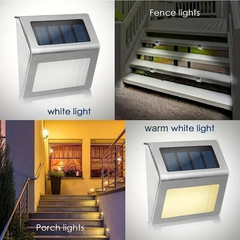 1-12Pack Solar Powered LED Deck Lights LED Solar Lamp Outdoor Stair Lights Stainless Steel for Garden Backyard Patio Wall Fence